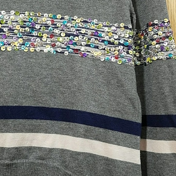 Willi Smith High Low Stripe Sequin Sweater Sz S - Picture 2 of 2
